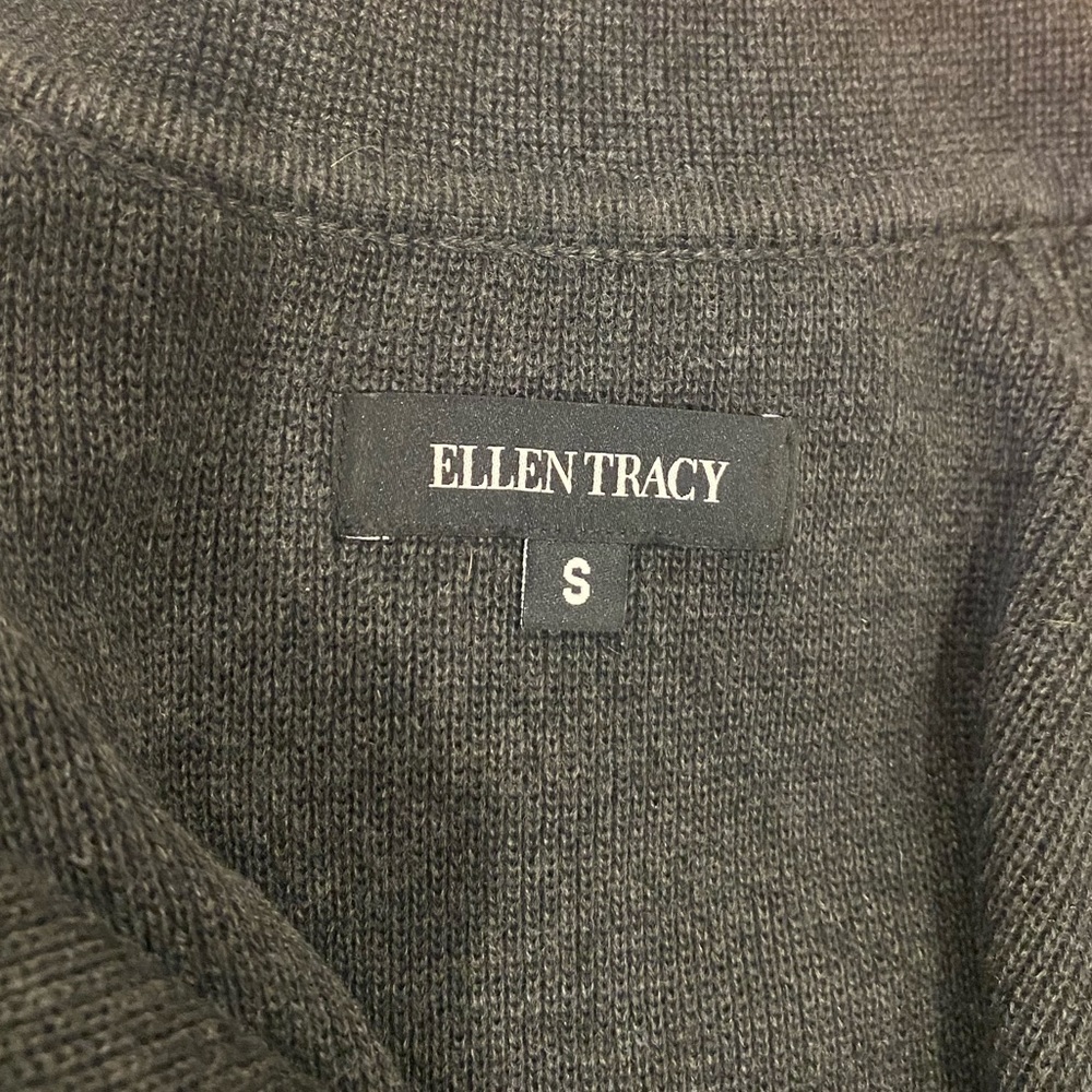 Y2K ELLEN TRACY GRAY SWEATER DRESS KNEE LENGTH ASYMMETRIC ZIP TURTLENECK SZ S - Picture 3 of 5